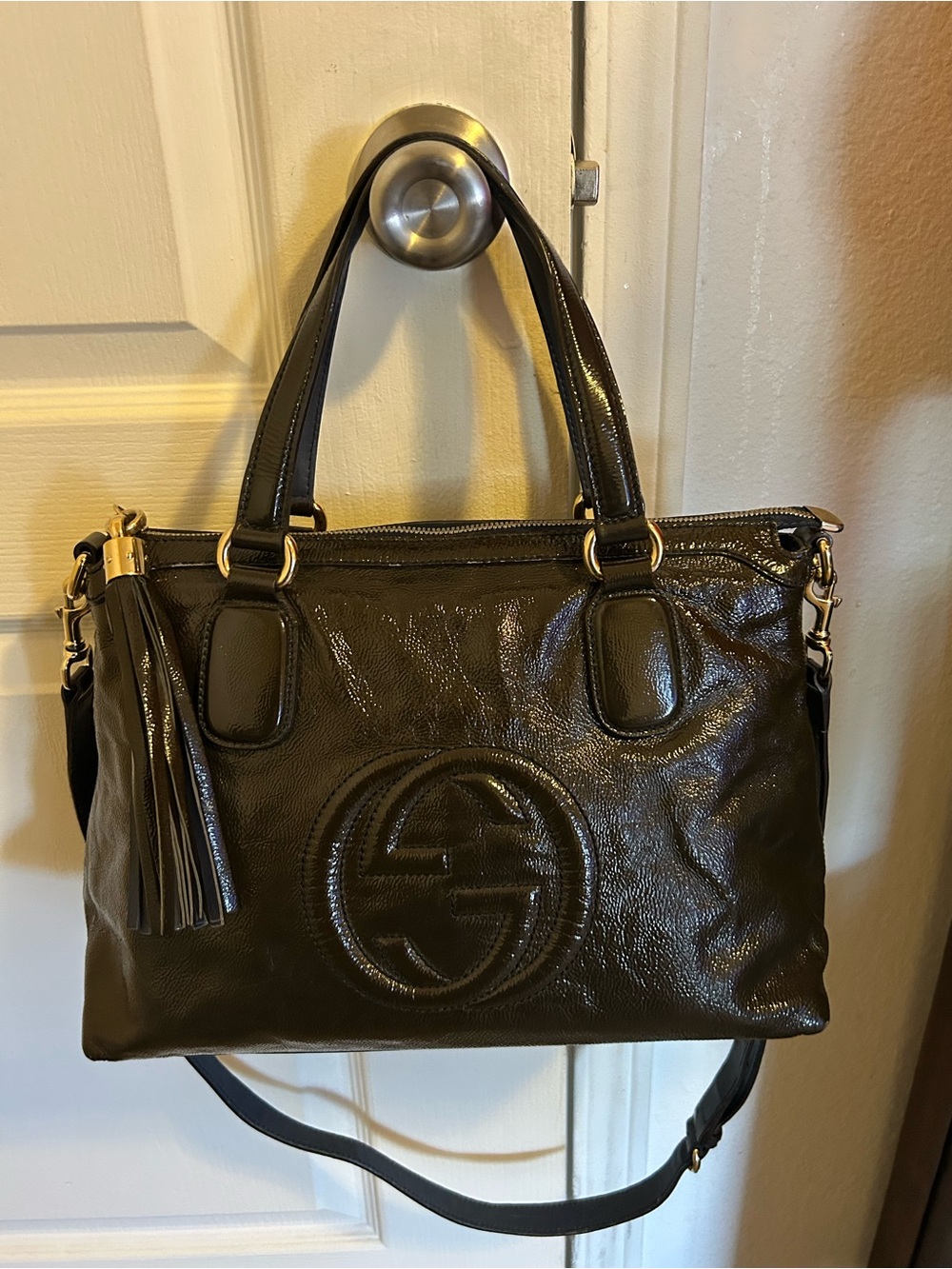 Gucci Soho Patent Leather Satchel Handbag